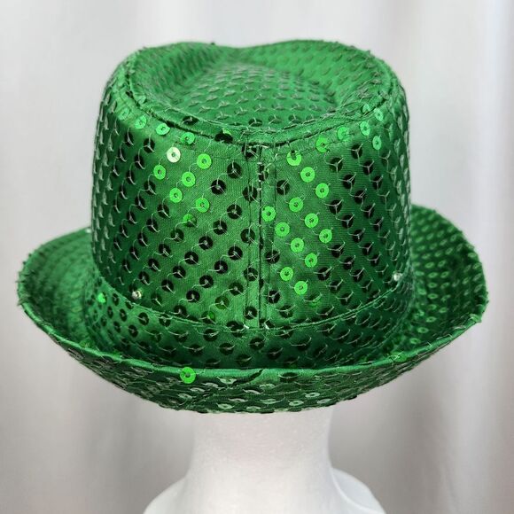 🔺️NWOT Green Sequined Light-Up Fedora Hat - Picture 5 of 8